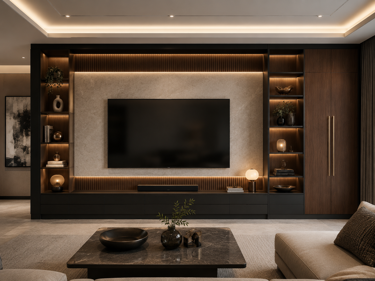 Media wall cabinetry planning inspiration